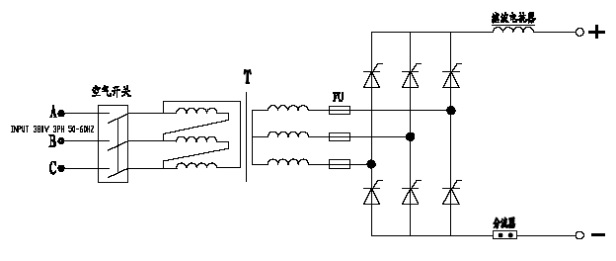 Schematic of 80V 1500A DC Aluminum Anodizing Rectifier Power Supply